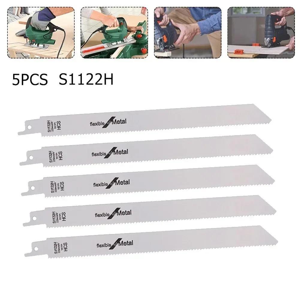 5 Stuks 225Mm Bi-Metaal Reciprozaag Zaagblad Metaal Houtzagen Sabelzaag 10tpi 1/2 "Universele Schacht Houtbewerking Jig Zaagbladen