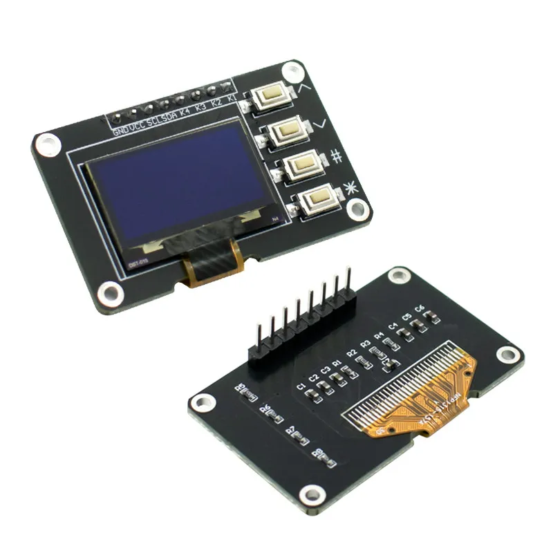 0.96 Inch OLED Display 12864 Module with 4 Key Matrix Keyboard, IIC Interface SSD1315 Driver, MOQ 2 Pcs