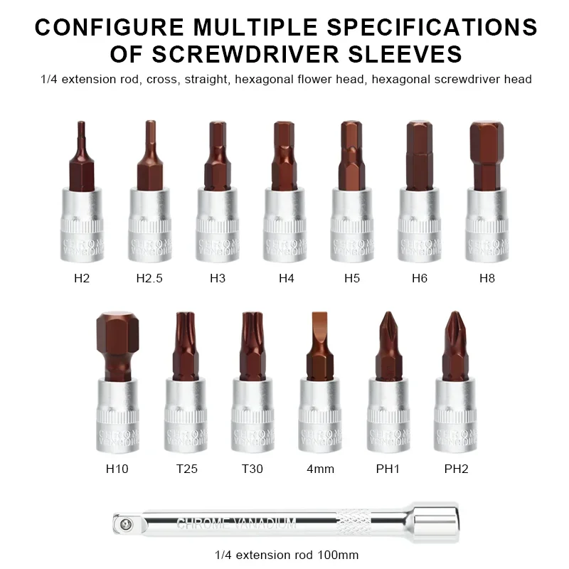 Bicycle Torque Wrench Set 15Pcs 1/4\