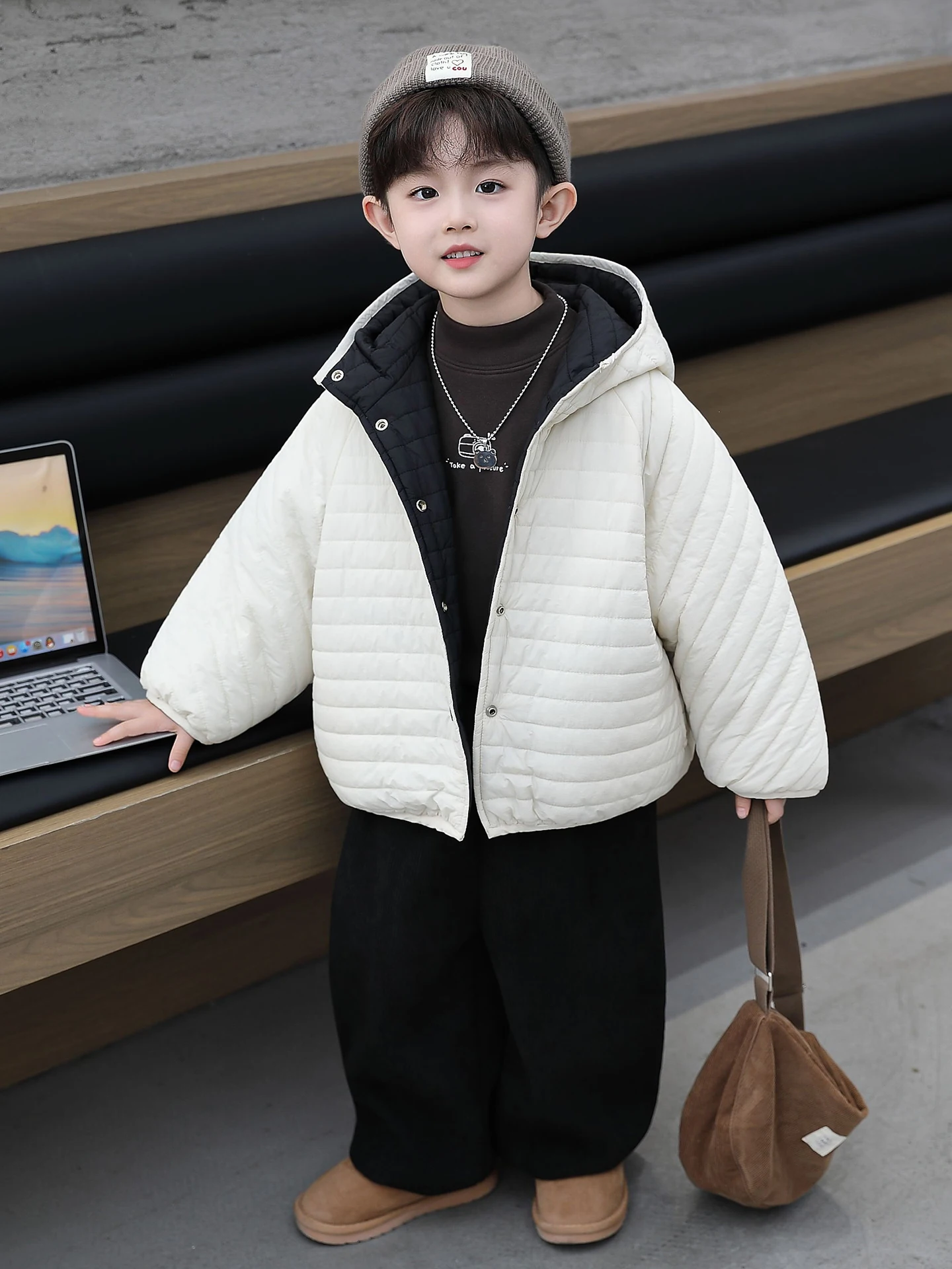

Thiened Cotton Jaet Lightweight Autumn Winter Clothes for Boys And Girls Children's Faion Korean Sle Double Cotton Coat