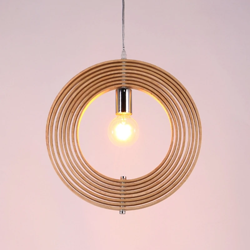 2022 New Nordic Variable Multi-Ring Solid Wood Pendant Lamp For Living Room Dining  Bar Home Decoration Lighting