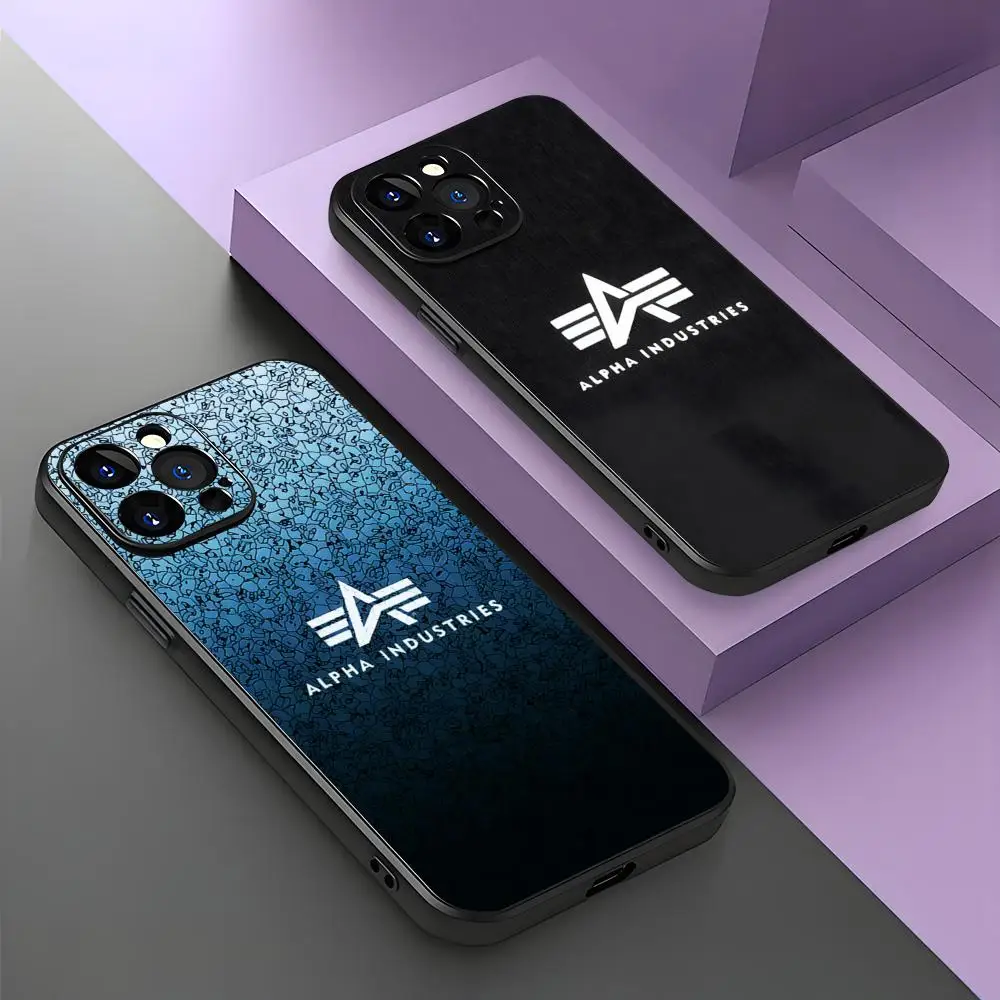 Funda Protectora para Teléfono Vogue A-Alpha Industries para iPhone 17 Air, 16, 15, 14, 13, 12, 11 Plus, Mini, Pro, Max, Negra, Suave, Resistente a Impactos