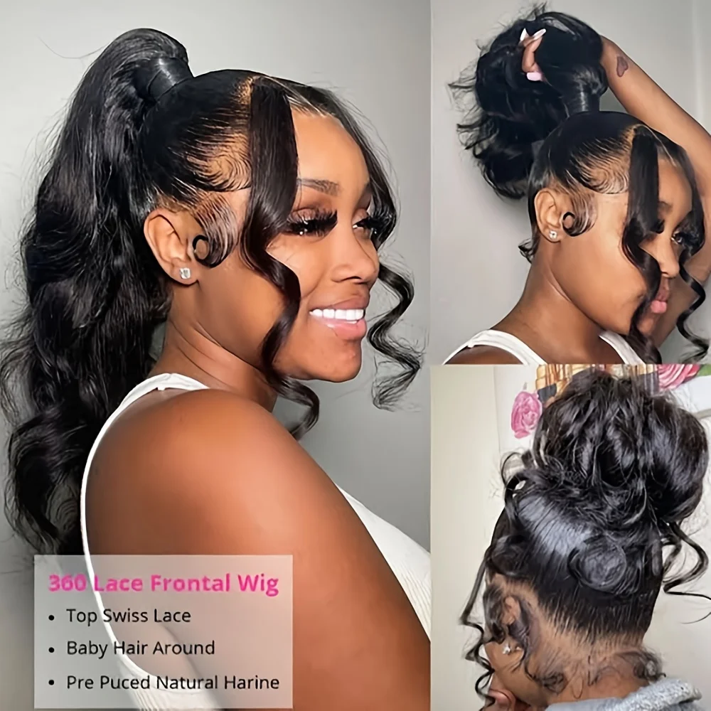 HD 360 شعر مستعار دانتيل كامل مع حزام غير مرئي 250% كثافة شعر الإنسان الجسم موجة الدانتيل شعر مستعار أمامي HD 360 الدانتيل شعر مستعار أمامي شعر الإنسان #2