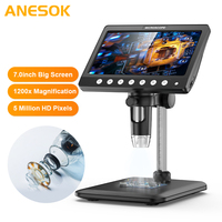 5MP 7'' Digital Microscope1200x Magnification HD Coin Microscope with 8 LEDs Soldering Microscope for Electronics PCB Repair