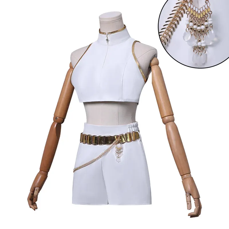 Disfraz de LQDemon Hunters KPop Rumi, traje blanco, ropa coreana para mujeres y niñas, trajes de fantasía para fiesta de Carnaval y Halloween