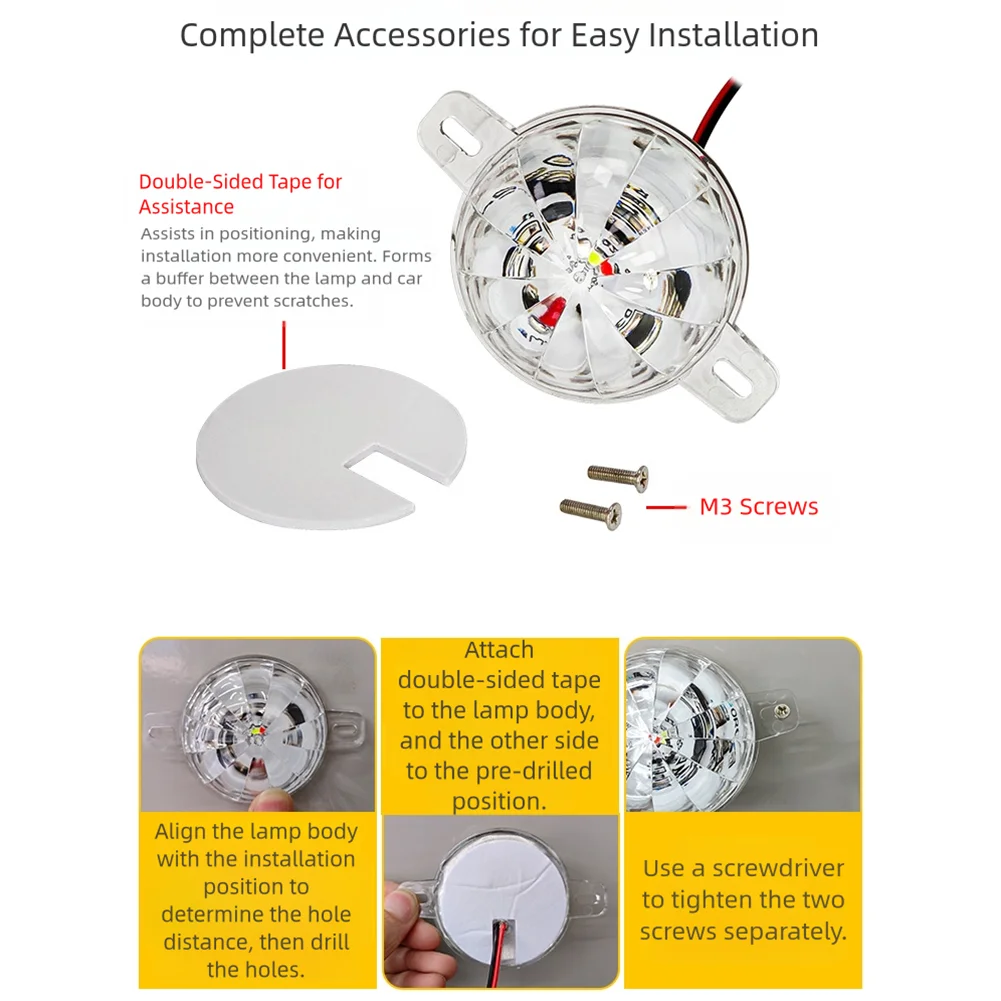 

LED Tail Light Anti-fog Lights Super Waterproof Sealant Waterproof IP67 Flashing Lighting Mode High Brightness Lighting