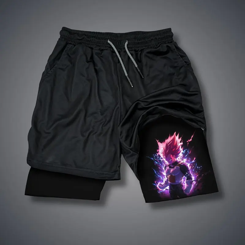 شورت تدريب جديد من Dragon Ball مع نص Dragon Ball Z على الفخذ الأيمن Majin Buuq ركوب الدراجات الرياضية بخصر برباط قابل للتعديل