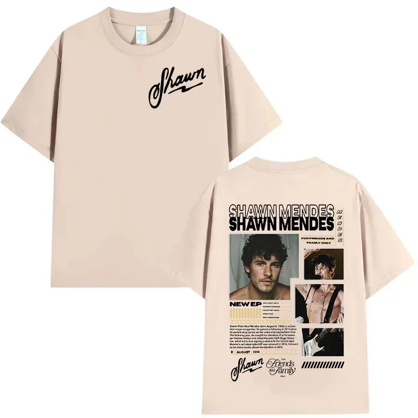 

Rapper Shawn Mendes Tour 2025 Graphic T Shirt Men's Hip Hop Pop Music Clothing T-shirts Man Vintage Cotton Short Sleeve T-shirt