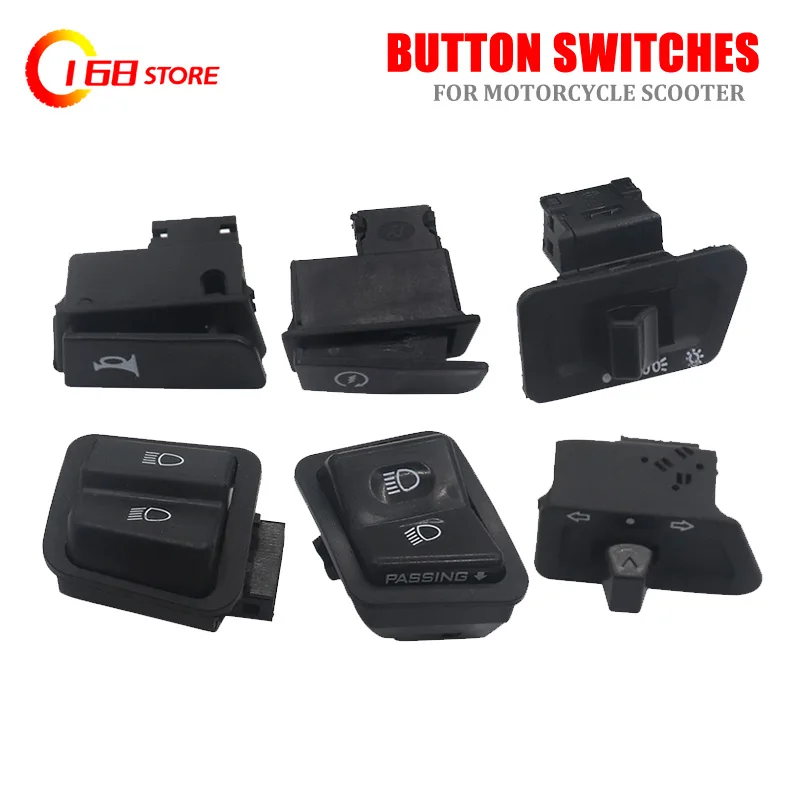 

Motorcycle Start Switch Horn Light Turn Signal High Low Beam Button Connecters For Scooter ATV Moped Part