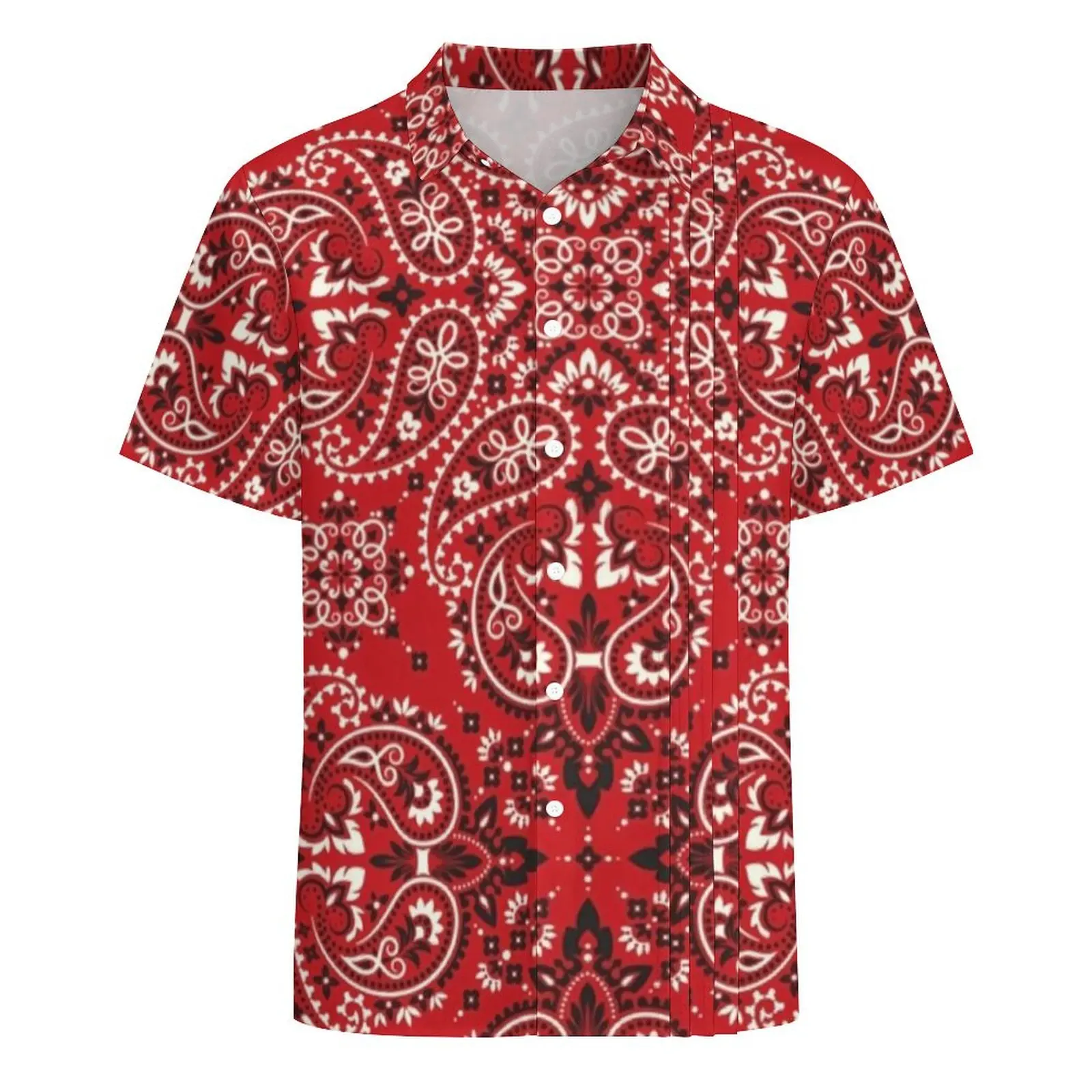 Hawaiian Shirt Beach Vintage Paisley Blouses Bandana Style Print Vintage Casual Shirts Men Short Sleeve Streetwear Oversize Tops