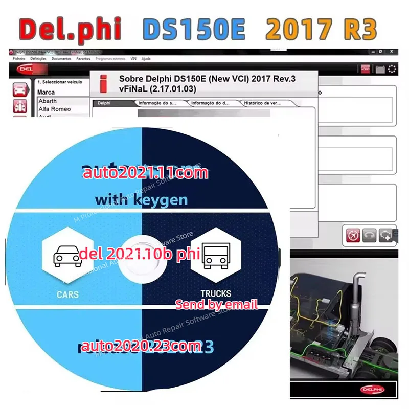 delphis 2017 R3+Delphis 2021.10b +Auto+COM 2021.11 with keygen Software Diagnostic tool Compatible with cars accessories tool