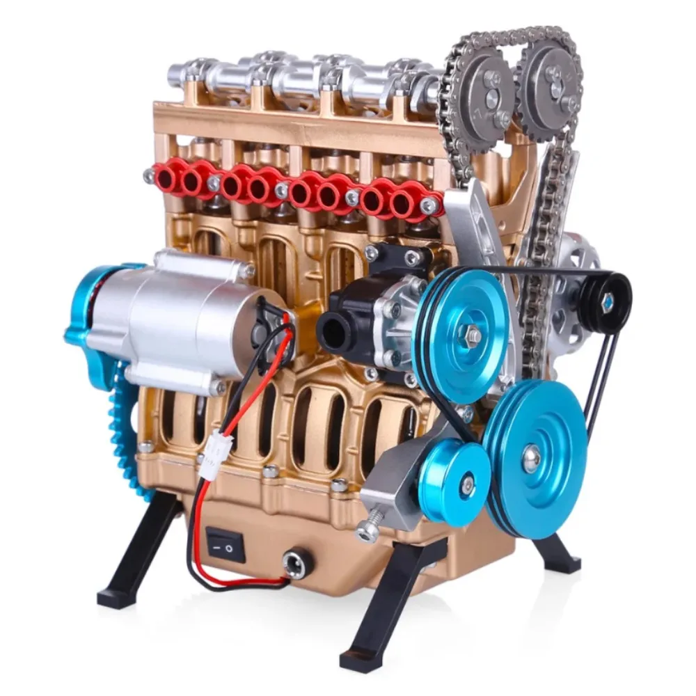 

Мини-металлическая сборная модель в сборе, линейный четырехцилиндровый двигатель, игрушка подходит для обучающих экспериментов по физике