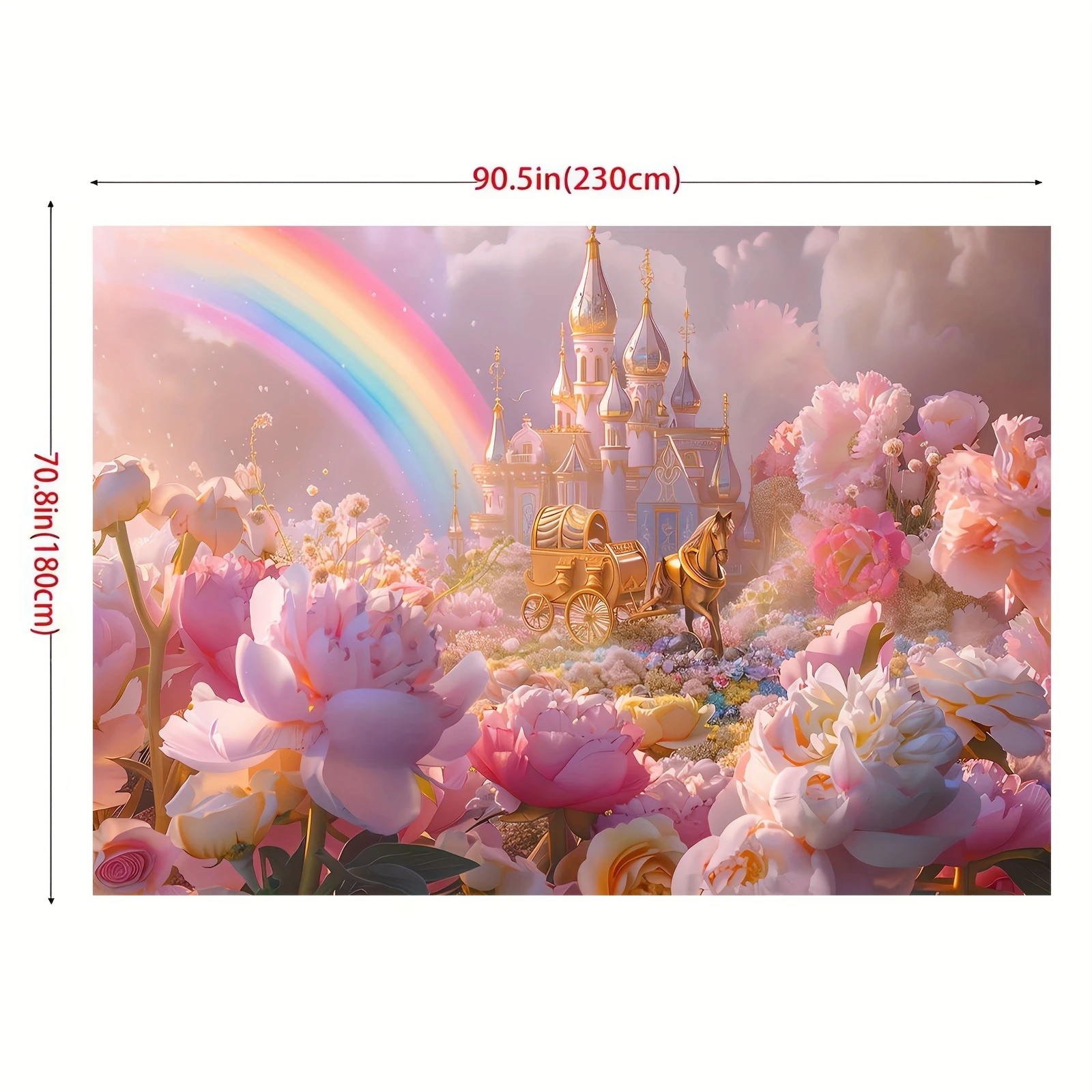 Dream Castle and Flower Dream Photography Background - Polyester Princess Royal Carriage and Rainbow Studio