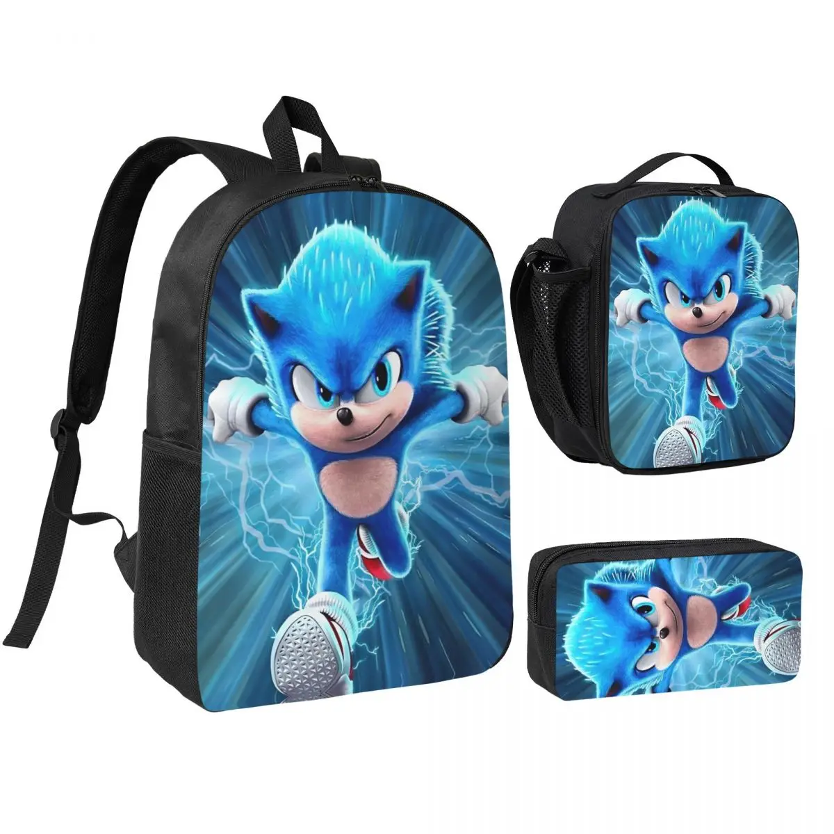 Sonices Movie 3pecs/set mochila para estudiantes de secundaria bolsas de lona bolsa de almuerzo estuche para lápices