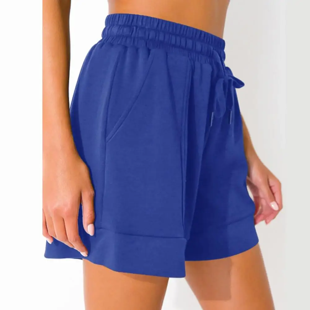 Summer Women Shorts Drawstring Elastic Waist Side Pockets Loose Above Knee Length Mini shorts para mujer