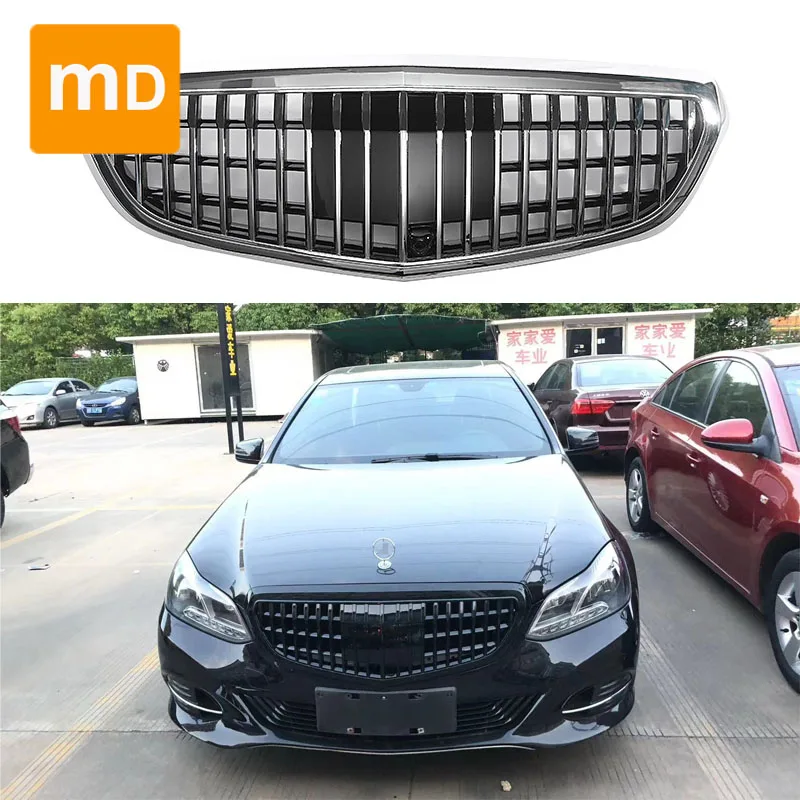 Glossy Black Radiator Grilles For 2013-2015 Mercedes Benz E-Class W212 Upgrade Maybach Hood Car Accessories Guard