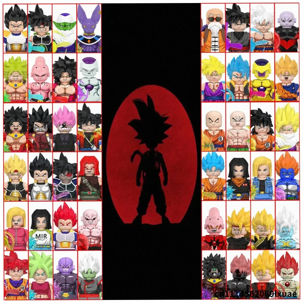 Super Saiyajin Goku Vegeta Trunks Broli Minifiguren-Baustein-Set - DIY-Bausteine Spielzeug für Kinder Halloween- & Weihnachtsgeschenk