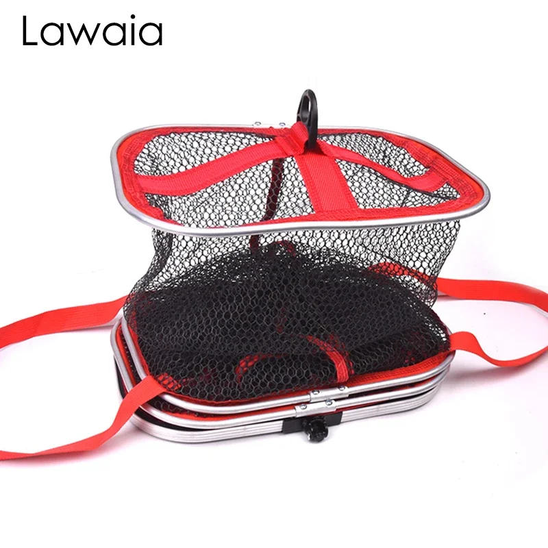 Lawaia Fish Cage Glued Square Net Cage Outdoor Portable Fishing Net Cage Fish Bag Quick-drying Fishermen's Equipment