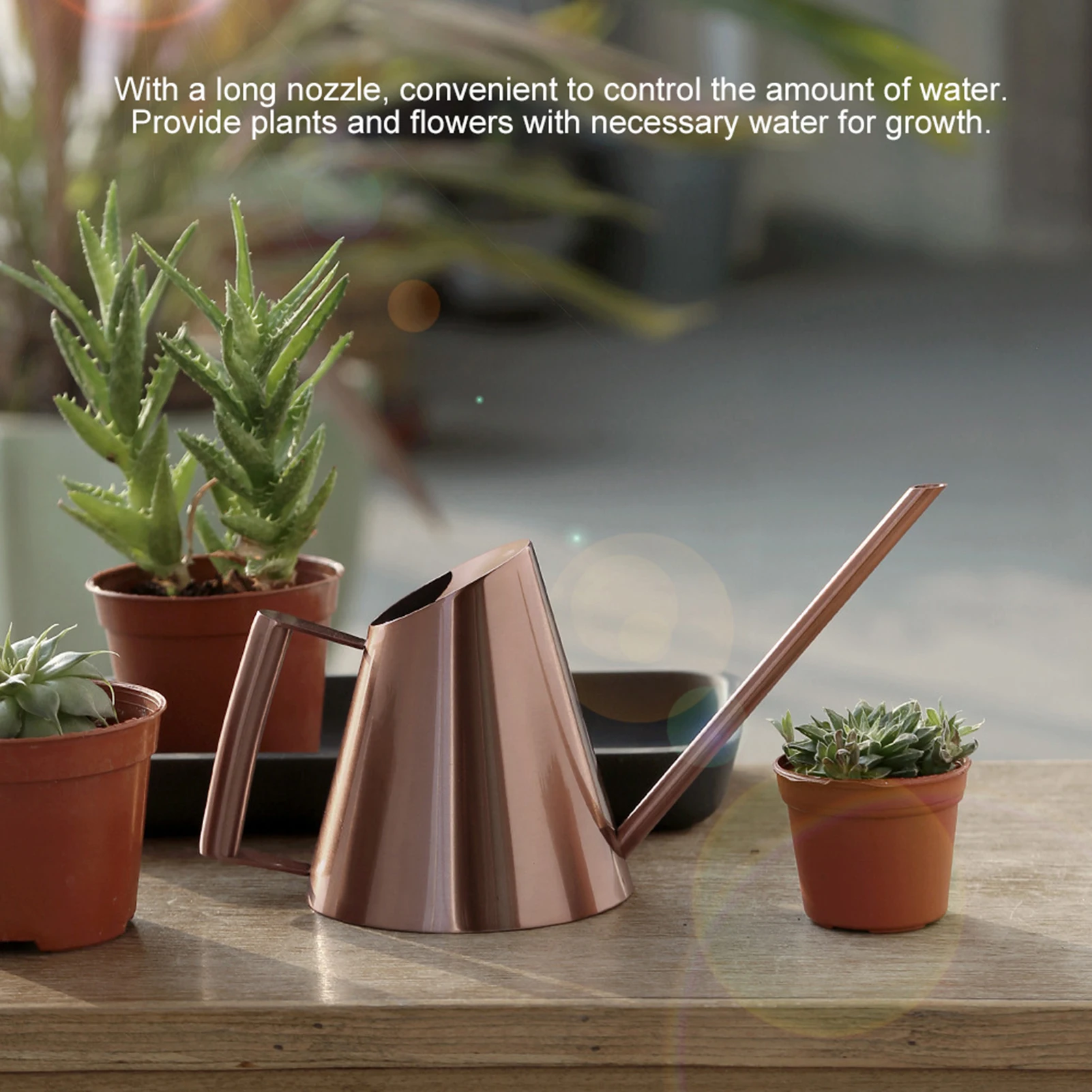 Household Stainless Steel Watering Can Pot Garden Green Plant Flower Watering Kettle Bronze Garden Watering Tool Watering Kettle