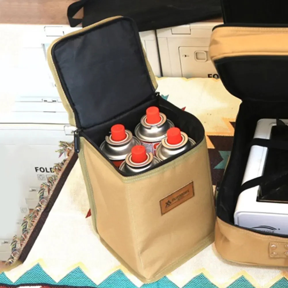 حقيبة تخزين للتخييم في الهواء الطلق ، طبقات مزدوجة ، فرن كاسيت متعدد الأغراض ، منظم أسطوانات الغاز ، تخزين مخيم التخييم