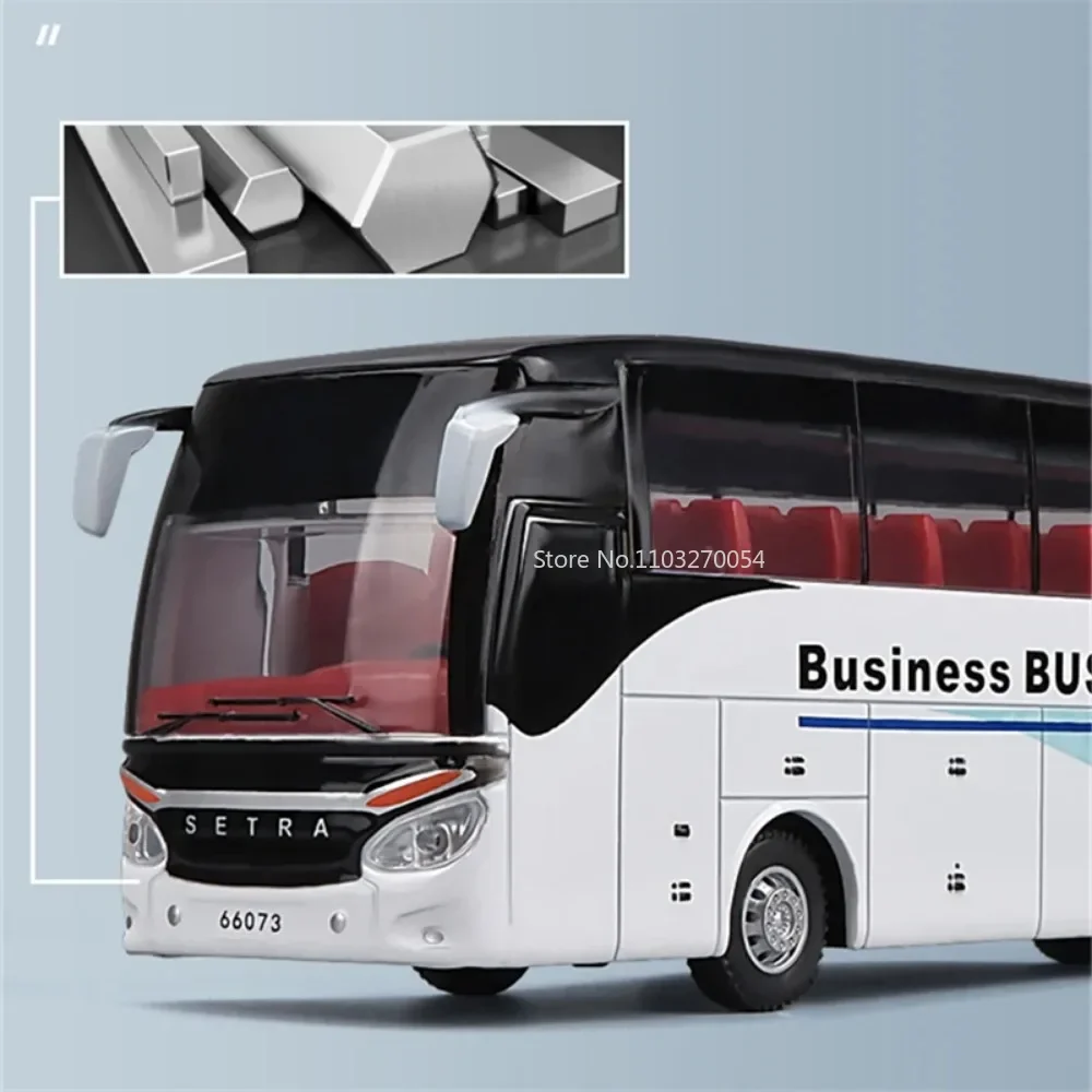 1/32 Legering Single-layer Bus Auto Model Speelgoed Diecast Simulatie Metalen Business Bus Voertuig Geluid Licht Trek kinderen Gift Speelgoed