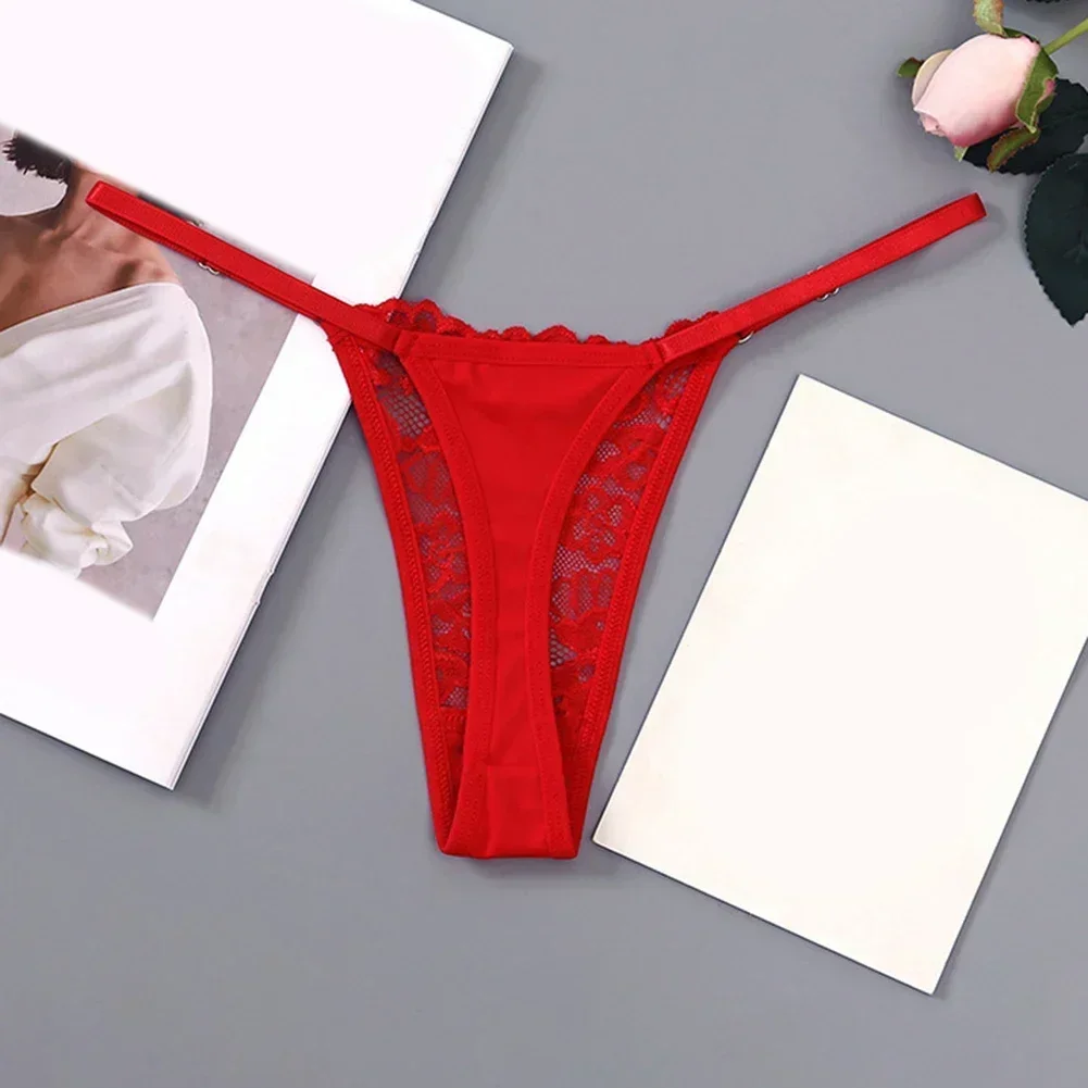 Ropa interior de tiro bajo azul para Hotel, ropa interior Sexy de encaje para mujer, bragas de Color sólido, ropa de dormir de Hotel, tela de poliéster