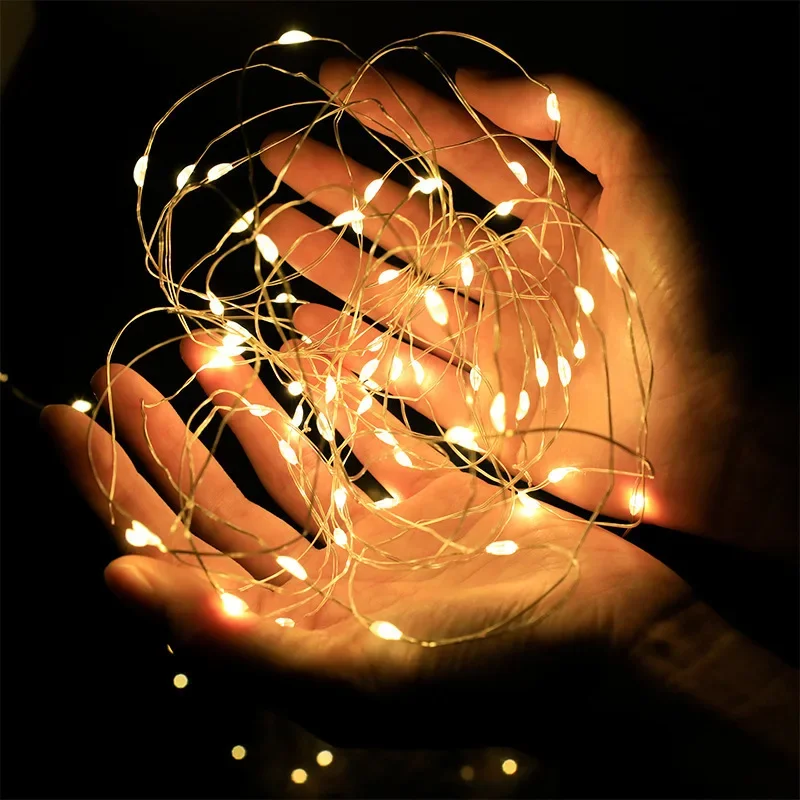 USB LED String Lights para Decoração de Natal, Cobre Silver Wire, Guirlanda Light, Impermeável Fairy Lights, Festa de casamento, 1m, 20m