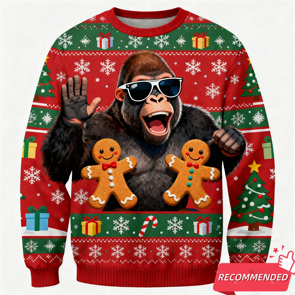 مضحك الحيوان Orangutan مكبرة الرسم القبيح البلوز بلوزات الموضة للنساء الملابس هدية عيد الميلاد البلوفرات الأعلى