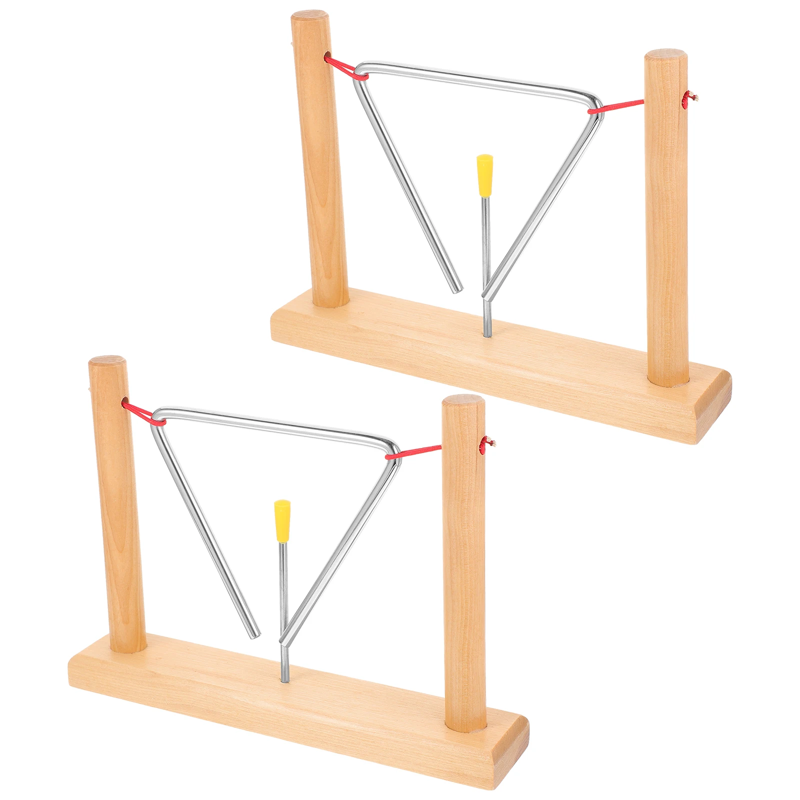 2 مجموعات مثلث جرس أداة قرع معدنية حامل خشبي المهاجم آمنة حواف مستديرة موسيقى المبتدئين