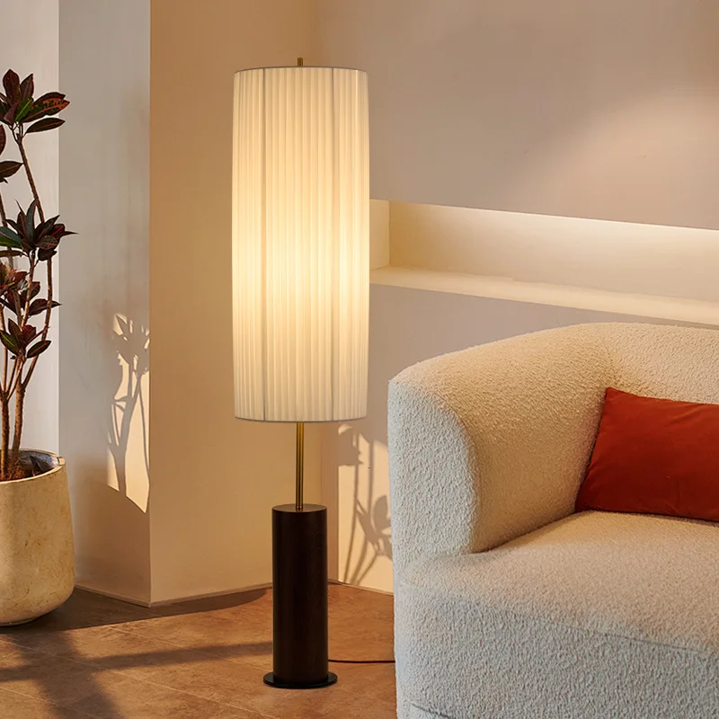 Dorica Floor Lamp Japanese fabric lamp Wabi Sabi Zen Bedroom beside lamp Living Room hotel sofa vintage wood grain Standing lamp