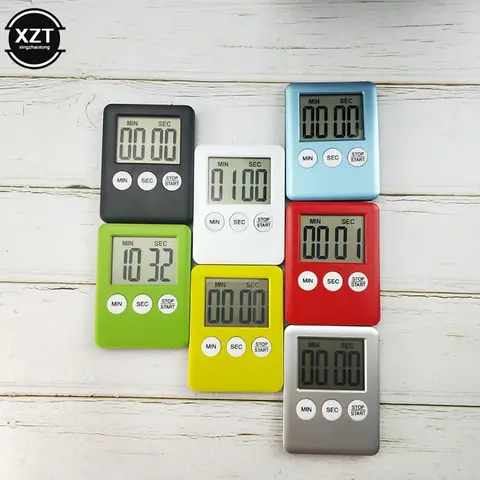 1pc 주방 타이머 디지털 요리 베이킹 LCD 카운트 다운 시끄러운 알람 카운트 다운 알람 자석 시계 수면 시계 주방 Sup