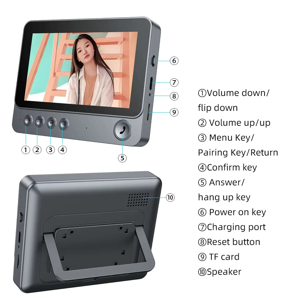 2.4G المنزل المزدوج تمرير عن بعد جرس باب إنتركوم فيديو لاسلكي مع شاشة رؤية ليلية في اتجاهين دون تثقيب جرس الباب Dingdong #4