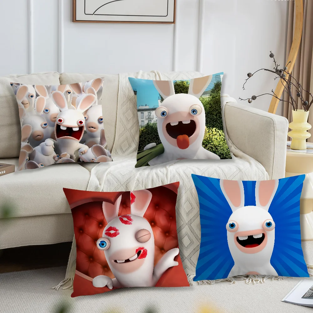 Funny Cartoon Movie R-Raving Rabbids Art Comfortable Soft Pillow Case for Sofa Living Room Home Office Decor Protective Covers