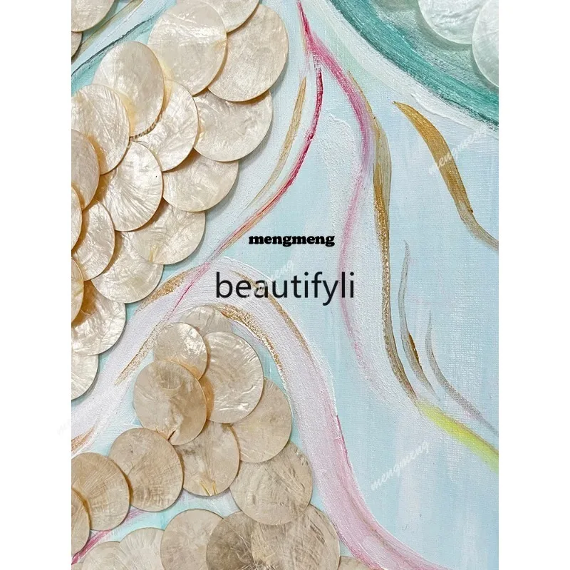 

French creative hand-painted oil painting high-end shell decoration painting guest restaurant entrance painting DD