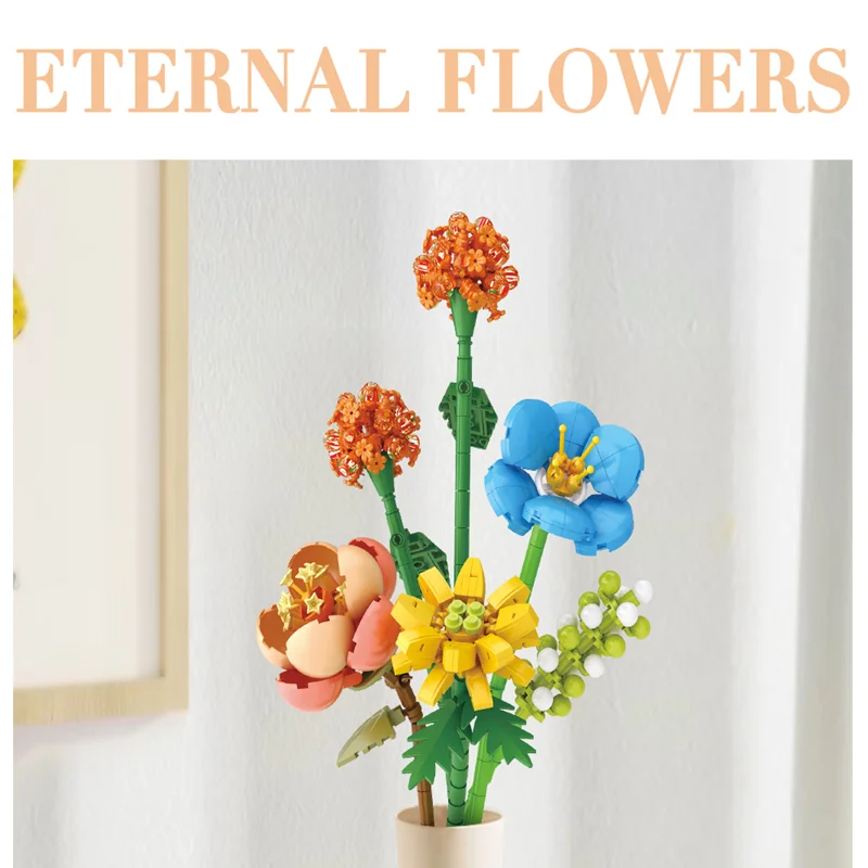 LOZ-4601 Rose Sunflower Eternal flower plant series building block flower small particle model girl building block flower toy