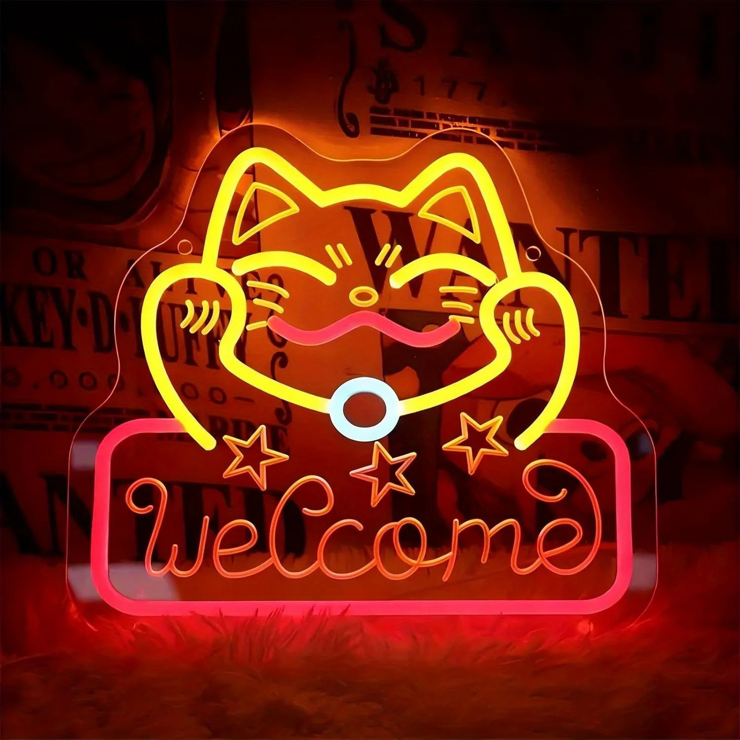 

Неоновая вывеска «Счастливый кот», светодиодная, с регулируемой яркостью, настенное украшение, декор для дверей, суперяркая, для магазинов, баров, кафе, ресторанов, таверн, подарков