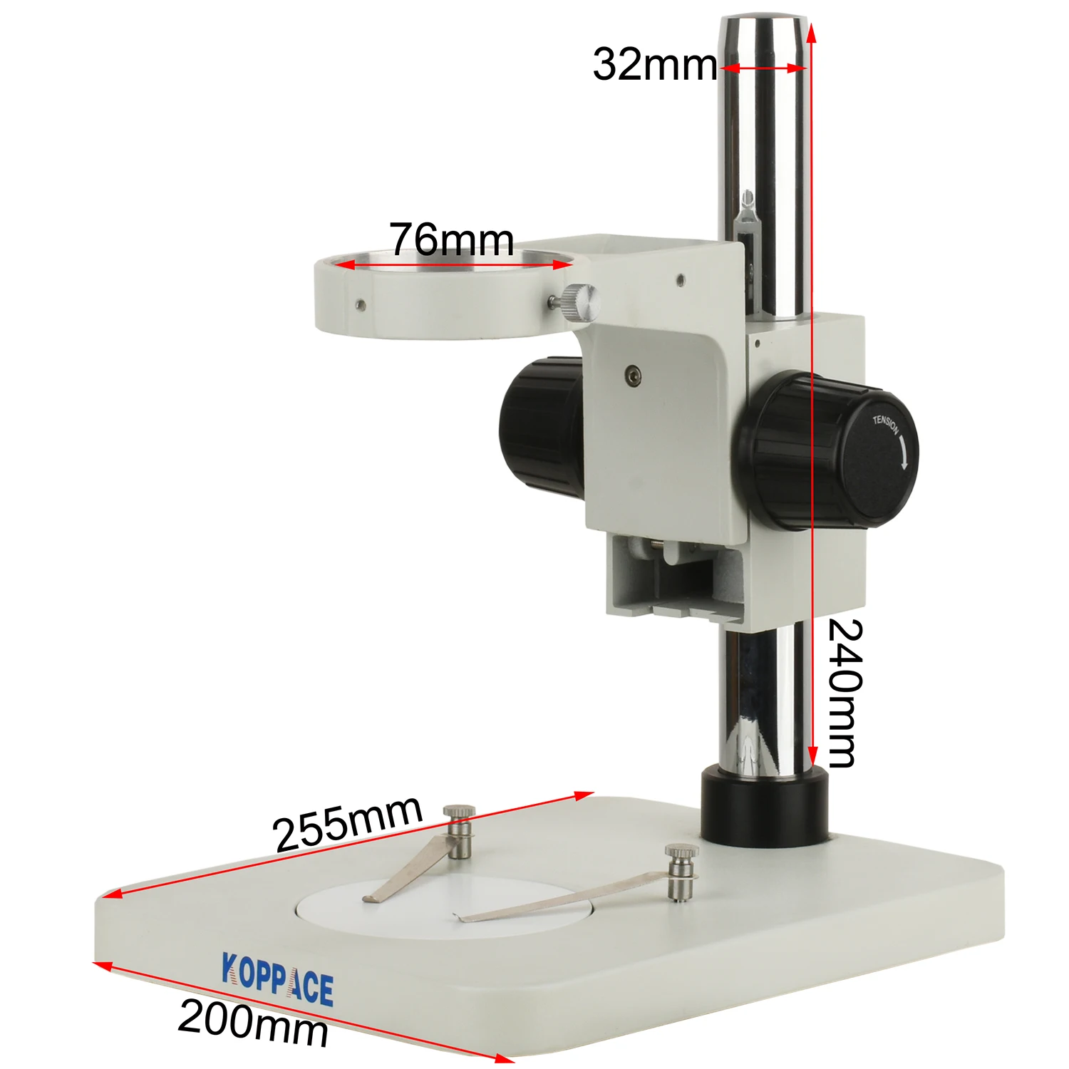 KOPPACE Soporte para microscopio Longitud de la columna 240 mm Diámetro 32 mm Tamaño de la placa base 200 x 255 mm