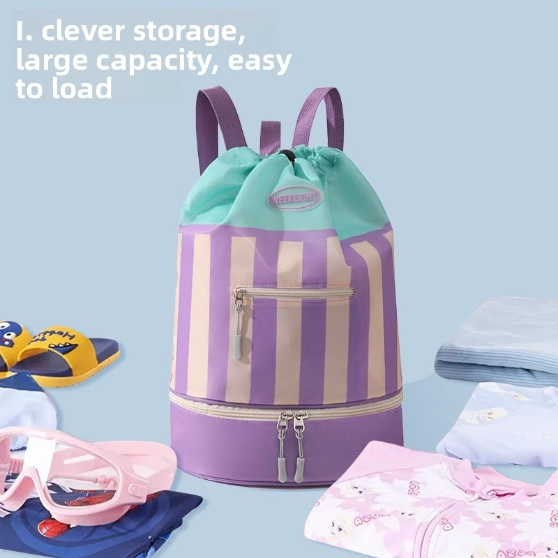 Swimming Bag with Wet and Dry Separation, Storage Bag for Boys and Girls, Portable Backpack, Waterproof Bag for Beach and Bathin