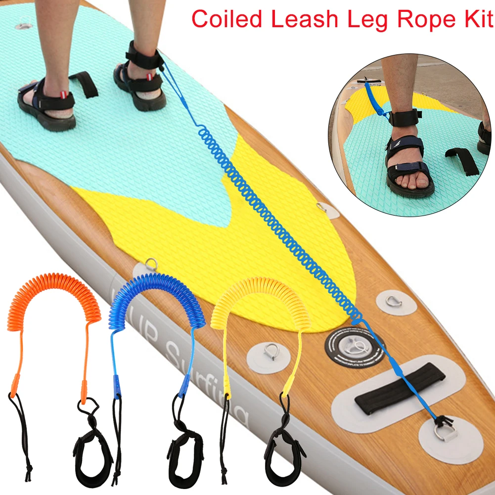 Coiled Leash Leg Rope Kit Surfing Safety Handlines Boat Safety Paddles Stand up Paddles Surfing Ropes Alarm Bold Spring Cable