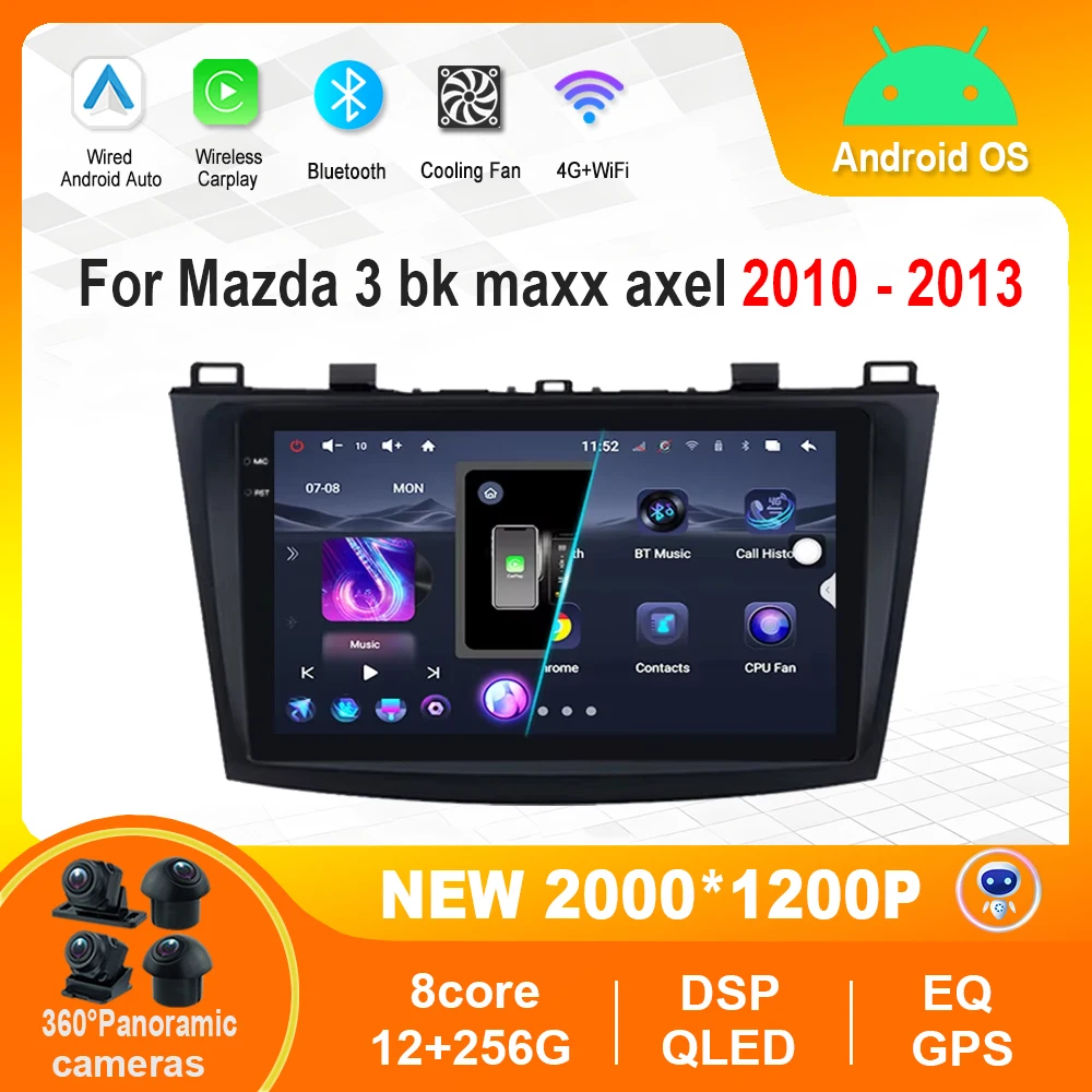 

for Mazda 3 bk maxx axel 2010 - 2013 Android Auto Car HD Touch Screen Player Multimedia Video Bluetooth GPS Navigation DSP