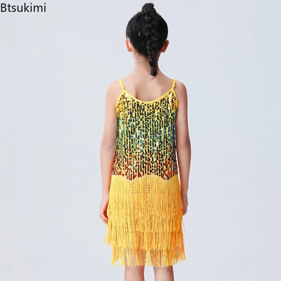 جديد اللاتينية فستان رقص الفتيات ملابس رقص تشا تشا الاطفال التانغو تنورة كرنفال ارتداء Dancewear السالسا ازياء شرابة فستان رقص