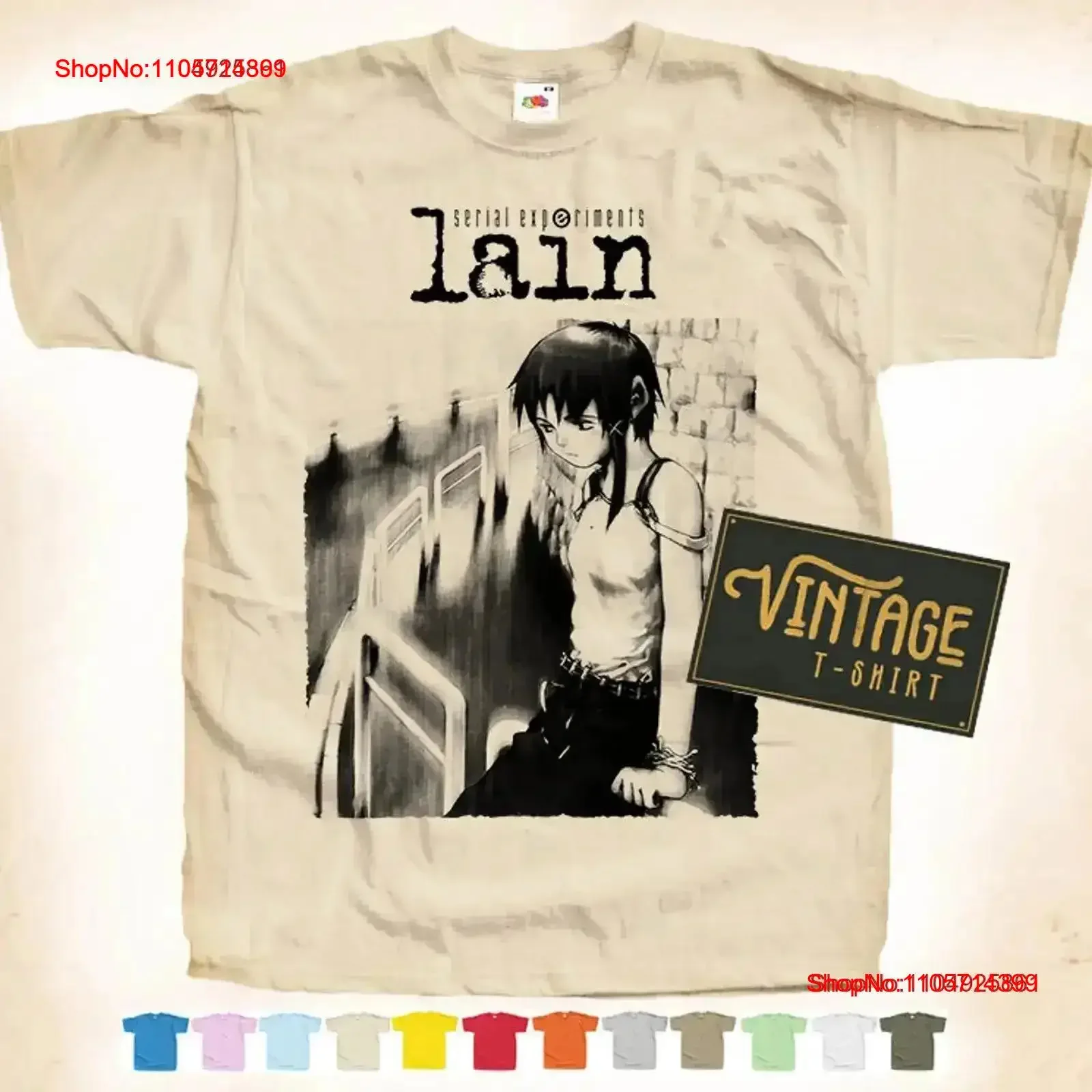 Serial Experiments Lain V1 Poster Movie Classic Vintage T Shirt 12 colors unisex Washed Breathable Casual homme vintage Washed