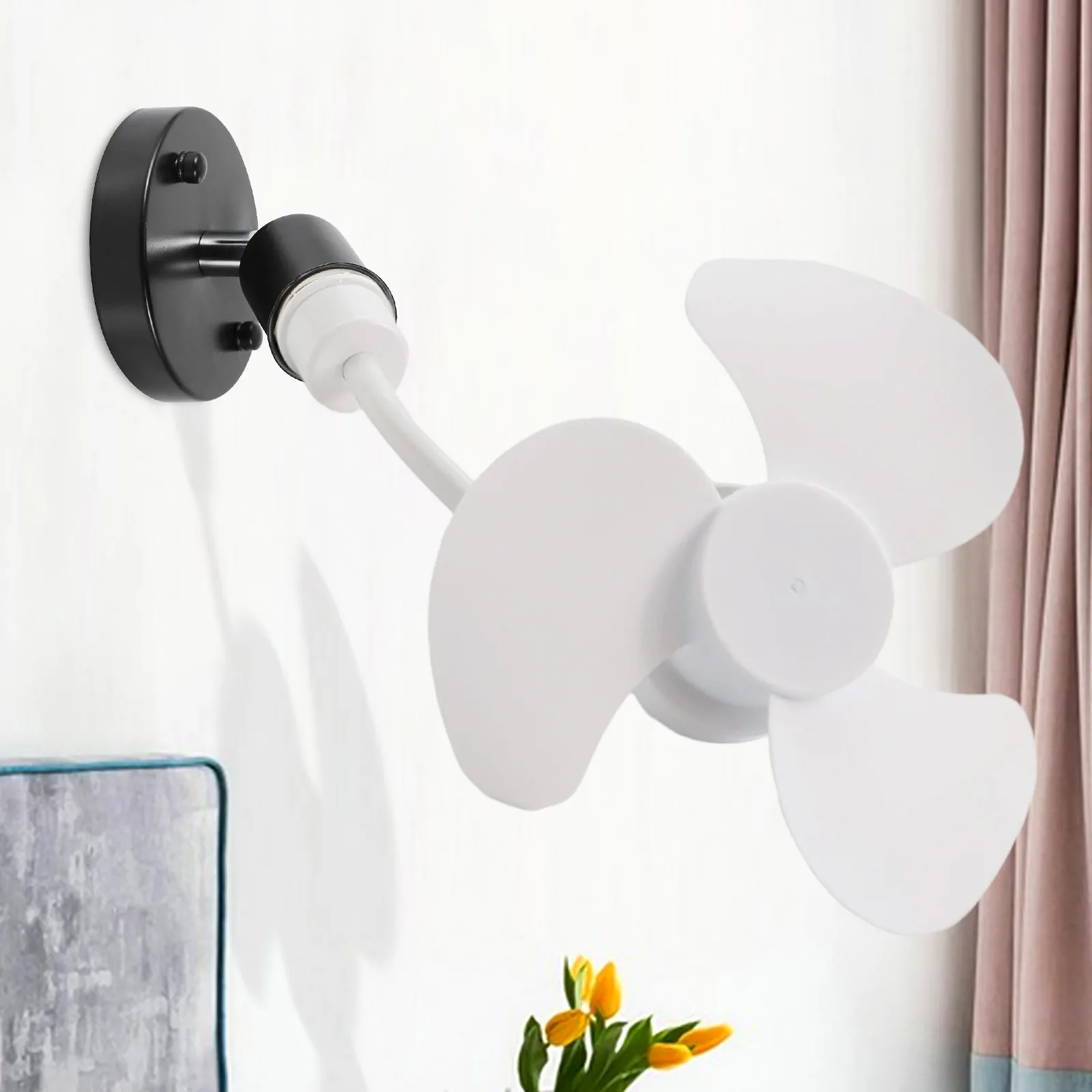 2 قطعة E27 LED مروحة مكتب مروحة محمولة قابل للتعديل اتجاه الرياح مرنة مروحة أنبوبية المحمولة ABS 14 سنتيمتر قطر E27 مكتب المشجعين