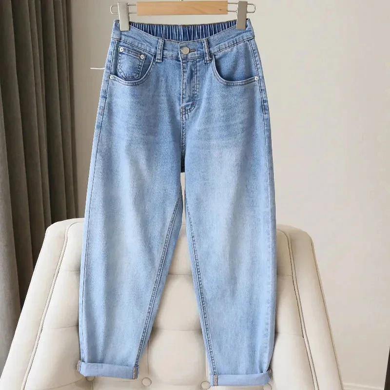 

Women High Waist Harem Denim Pants Fashion Casual Elasticity Comfort Jeans Female Baggy High Quality Spring Trouser V677