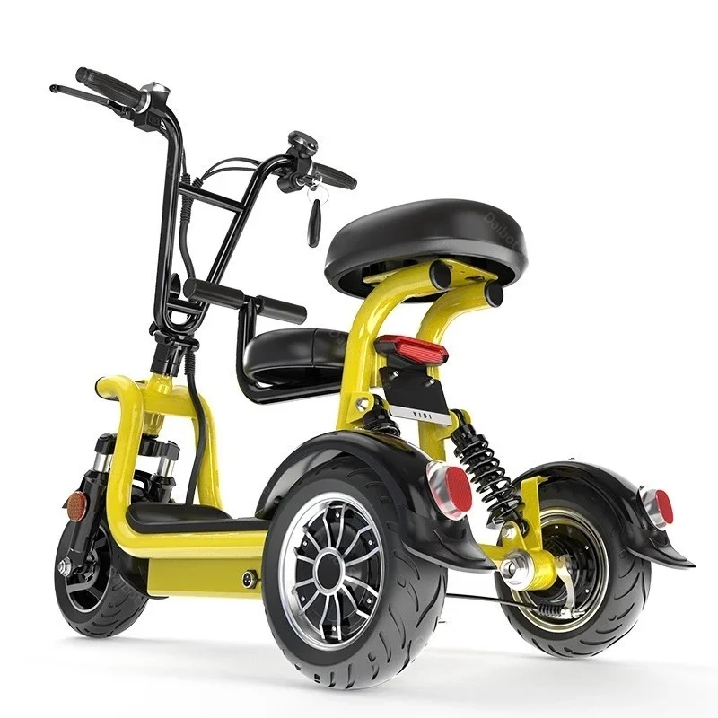 10 Zoll Mini Eltern Kind Dreirad Roller Elektrische Drei Räder Elektrische Roller Bürstenlosen Motor 400 W 48 V Für frauen – Detail 4