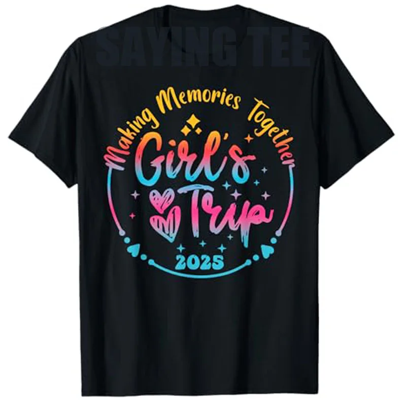 

Tie Dye Girls Trip 2025 Trouble When We Are Together T-Shirt Summer Fashion Girls Party Holiday Vacation Tops Travel Saying Tee