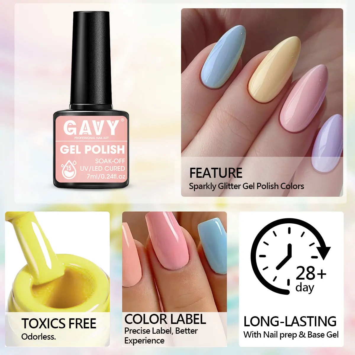 Frühlings- und Sommer-Nagelkunst 2025: Bunte Nägel in 10 Farben – Neuer trendiger Candy Macaroon Nagelgel-Maniküre-Salon – DIY