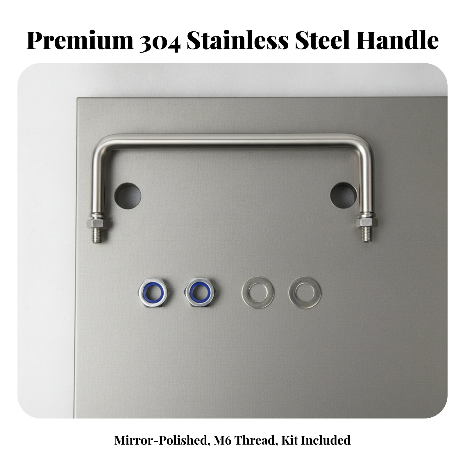 U-Shaped Pull Handle Corrosion Resistant Stainless Steel Handle with Nuts Hardware Rustproof Heavy Duty for Boat Owners