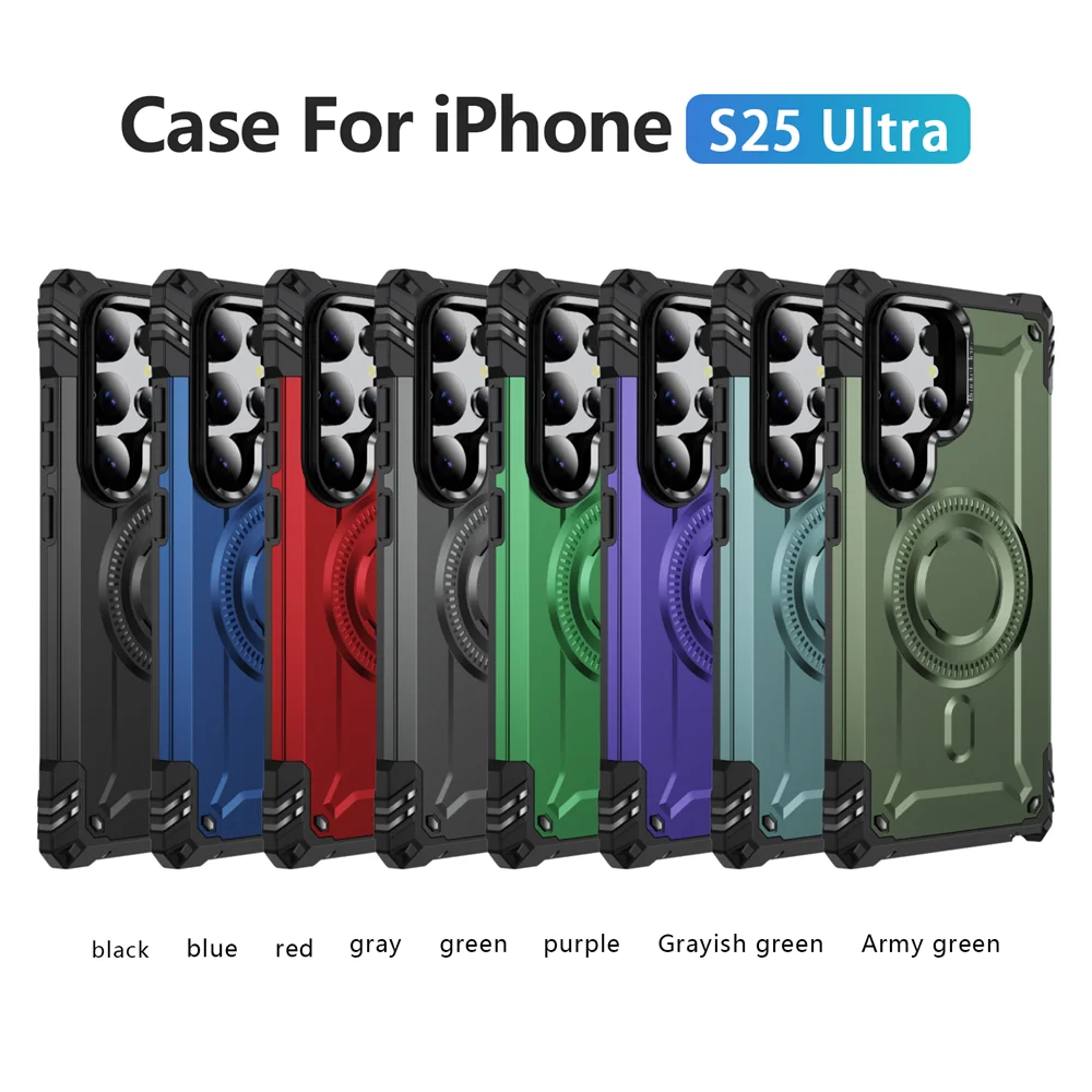 Military Shockproof Armour Magnetic Phone Case for Samsung S24 FE S25 Ultra S23 Plus A54 A52 A35 A34 A23 A16 A15 A14 5G Cover