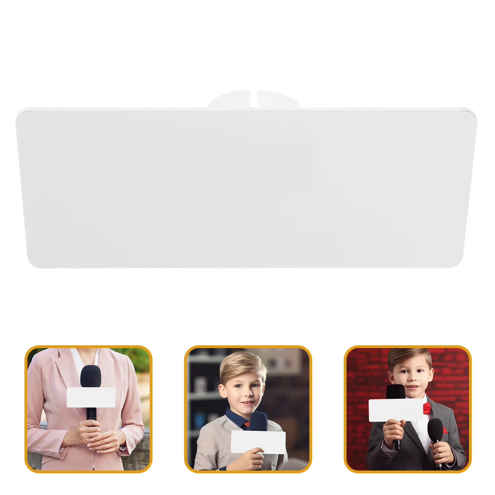 

Wireless Clip Microphone Blank Plate Acrylic Interview Mic Tag Rectangular Mic Plate Blank Professional Interview Accessory